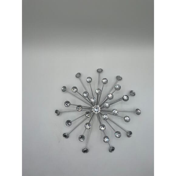 Unique Silver Bursting Star Sputnik Metal Wall Art Modern Bling Shiny Silver - Picture 3 of 8